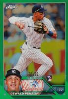 2023 Topps Chrome #132 Oswald Peraza Green Refractor Baseball Card