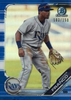 2019 Bowman Draft #BDC93 Wander Franco Chrome-Fielding-Blue Refractor Baseball Card