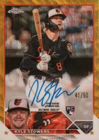 2023 Topps Chrome Rookie Autograph #RAKS Kyle Stowers Gold Wave Baseball Card