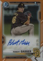 2021 Bowman Draft Chrome Draft Pick Autographs #CDARG Robert Gasser Orange Refractor Baseball Card