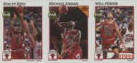 1991 Hoops Team Night Sheets # Michael Jordan/Stacey King/Will Perdue Panel Basketball Card