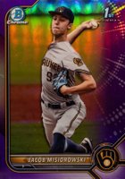 2022 Bowman Draft #BDC132 Jacob Misiorowski Chrome-Purple Refractor Baseball Card