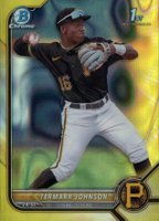 2022 Bowman Draft #BDC130 Termarr Johnson Chrome-Yellow Lava Refractor Baseball Card