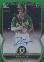 2023 Bowman Chrome Prospect Autographs #CPAZG Zack Gelof Green Refractor Baseball Card