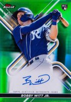 2022 Topps Finest Finest Autographs #BW Bobby Witt Jr. Green Refractor Baseball Card