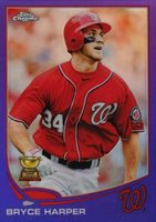 2013 Topps Chrome #220 Bryce Harper Watching Ball-Purple Refractor Baseball Card