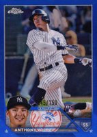 2023 Topps Chrome #4 Anthony Volpe Blue Refractor Baseball Card