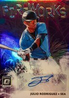 2020 Panini Donruss Optic Fireworks Signatures #FSJR Julio Rodriguez Baseball Card