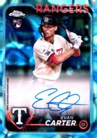 2024 Topps Chrome Update Chrome Rookie Autographs #RAEC Evan Carter Aqua/Blue Lava Lamp Baseball Card