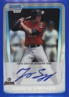 2011 Bowman Chrome Draft Prospect Autographs #GS George Springer Blue Refractor Baseball Card