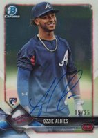 2018 Bowman Chrome #92 Ozzie Albies Practice Jersey-Autograph Baseball Card