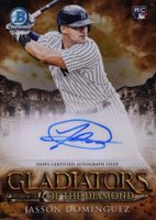 2024 Bowman Gladiators of the Diamond Autographs #GDAJD Jasson Dominguez Gold Baseball Card
