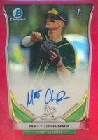2014 Bowman Chrome Draft Pick Autograph #MCH Matt Chapman Red Refractor Baseball Card