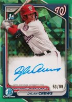 2024 Bowman Sapphire Edition Chrome Prospects Sapphire Autographs #DC Dylan Crews Green Baseball Card