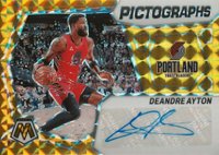2023 Panini Mosaic Pictographs Mosaic Autographs #PMAYT DeAndre Ayton Gold Basketball Card