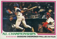 1978 Topps #412 N.L. Championships Dodgers Overpower Phillies In Four Baseball Card