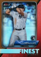 2024 Topps Finest Finest Rookie Design Variation #FRD1 Jasson Dominguez Gold Refractor Baseball Card