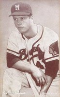 1947 Exhibits 1947-66 # Eddie Mathews Name in White is spelled incorrectly Baseball Card