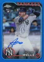 2024 Topps Chrome Rookie Autographs #RAAW Austin Wells Blue Refractor Baseball Card