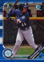 2019 Bowman Prospects Chrome #33 Julio Rodriguez Blue Refractor Baseball Card