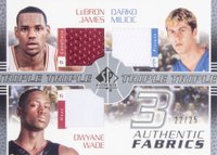 2003 SP Game Used Authentic Fabrics Triple #JMW James/Milicic/Wade Basketball Card