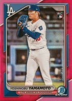 2024 Bowman Chrome #73 Yoshinobu Yamamoto Fuchsia Refractor Baseball Card