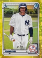 2020 Bowman Chrome Prospects #BCP8 Jasson Dominguez Yellow Refractor Baseball Card