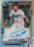 2021 Bowman Draft Chrome Draft Pick Autographs #CDACW Carson Williams Refractor Baseball Card