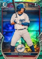 2023 Bowman Chrome Prospects #BCP138 Yeiner Fernandez Aqua Lunar Crater Refractor Baseball Card
