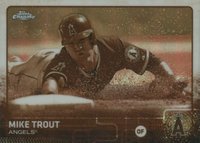 2015 Topps Chrome #51 Mike Trout Sliding-Sepia Refractor Baseball Card