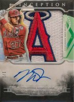 2019 Topps Inception Autograph Jumbo Patch #IAJ-MT Mike Trout Black 1/1 Baseball Card