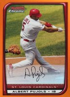 2008 Bowman Chrome #153 Albert Pujols Orange Refractor Baseball Card