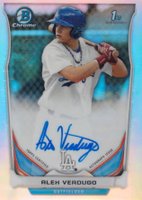 2014 Bowman Chrome Draft Pick Autograph #AV Alex Verdugo Refractor Baseball Card
