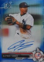 2017 Bowman Prospects Autographs #GT Gleyber Torres Chrome-Blue Refractor Baseball Card