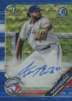 2019 Bowman Draft Chrome Draft Picks Autograph #CDAAM Alek Manoah Blue Wave Refractor Baseball Card