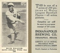 1916 Indianapolis Brewing #186 Buck Weaver Baseball Card