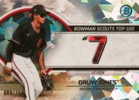 2023 Bowman Scouts' Top 100 #BTP7 Druw Jones Atomic Refractor Baseball Card