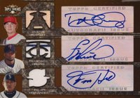 2008 Topps Triple Threads Relic Combos Autographs #21 Dustin Moseley/Felix Hernandez/Francisco Liriano Sepia Baseball Card