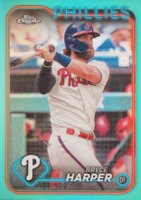 2024 Topps Chrome #62 Bryce Harper Aqua Refractor Baseball Card