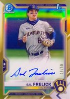 2021 Bowman Draft Chrome Draft Pick Autographs #CDASF Sal Frelick Gold Refractor Baseball Card