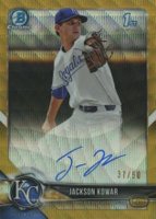 2018 Bowman Draft Chrome Draft Picks Autographs #CDAJKO Jackson Kowar Gold Wave Refractor Baseball Card