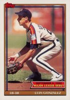 1991 Topps '90 M.L. Debut #57 Luis Gonzalez Baseball Card