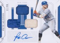 2019 Panini National Treasures Game Gear Materials Signatures #PA Pete Alonso Trio Baseball Card