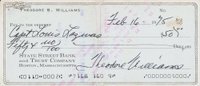 1999 Hall of Fame Autographs # Ted Williams Bank Check Baseball Card