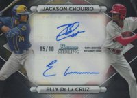 2023 Bowman Sterling Dual Refractor Autographs #DRACDL Elly de La Cruz/Jackson Chourio Black Lava Baseball Card