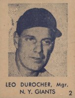 1948 Blue Tint #2 Leo Durocher New York-Hand Cut Baseball Card
