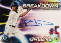 2019 Bowman Draft Chrome Draft Pick Breakdown Autographs #RG Riley Greene Baseball Card