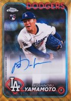 2024 Topps Chrome Rookie Autographs #RAYY Yoshinobu Yamamoto Gold Refractor Baseball Card