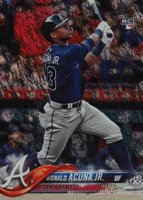 2018 Topps Complete Set #698 Ronald Acuna Jr. Bat Pointing Up-Foilboard Baseball Card