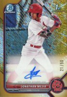 2022 Bowman Chrome Prospect Autographs #CPAJM Jonathan Mejia Gold Shimmer Refractor Baseball Card
